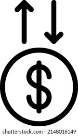 dollar transfer Vector illustration on a transparent background.Premium quality symbols.Thin line vector   icon for concept and graphic design.