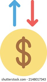 transferencia en dólares Ilustración vectorial en un fondo transparente.Símbolos de calidad premium.Icono vectorial de trazo para concepto y diseño gráfico.