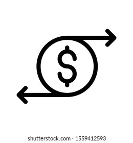 dollar transfer vector thin line icon 