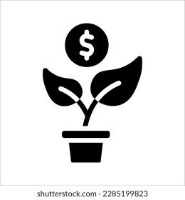 Icono del árbol del dólar. Aumento de los ingresos. Comercialización de progreso. Pictograma para página web, aplicación móvil, promoción. ilustración vectorial sobre fondo blanco