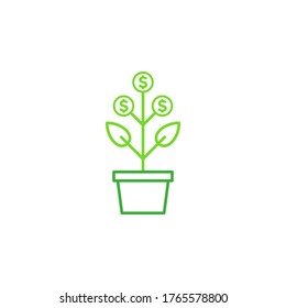 Ilustración vectorial de icono de árbol del dólar