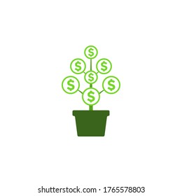 Ilustración vectorial de icono de árbol del dólar
