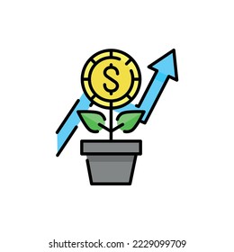 Dollar-Baumliniensymbol. Piktogramm für Business Crowdfunding und Finanzmanagement. Konzept der Geldspende. Vektor-Design des Partnervertrags