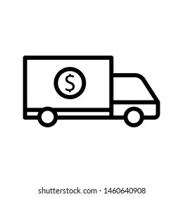 dollar truck thin line vector icon