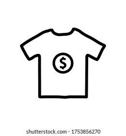 Dollar T-shirt Icon. Vector illustration.