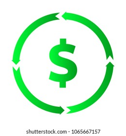 Dollar turnover icon, vector illustration, dollar icon