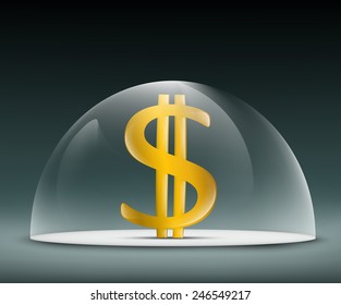 Dollar under a glass dome