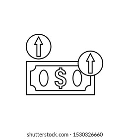 Dollar, up, arrow icon. Element of cash machine