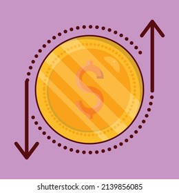 dollar upload Vector illustration on a transparent background.Premium quality symmbols. vector line flat  icon for concept and graphic design.