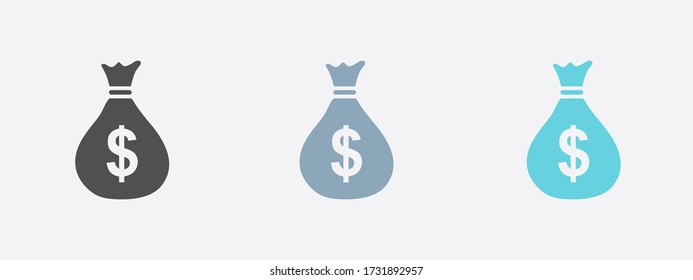 Dollar USD currency symbol. Flat design style. Money bag icon