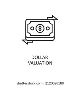Ilustración de diseño de iconos de esquema del vector de valoración del dólar. Símbolo de banca y pago en fondo blanco EPS 10 Archivo