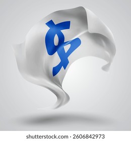 Dollar, vector 3d flag with waves on a white background