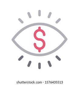 dollar vector color line  icon 