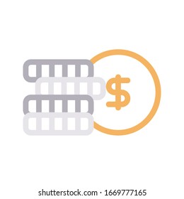 icono de línea de color vectorial dólar 