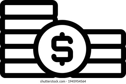 icono de línea de color de vector de dólar