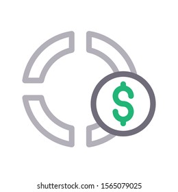 dollar vector colour line icon 