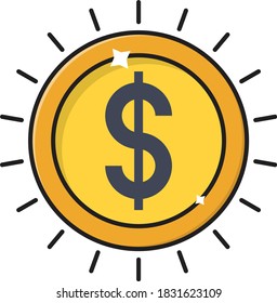 dollar vector colour line icon 