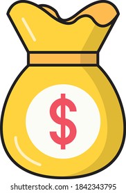 icono de línea de color de vector de dólar