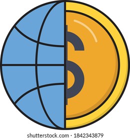 dollar vector colour line icon