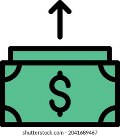 icono de línea de color de vector de dólar