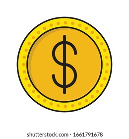 Dollar-Vektorillustration-Flachfarbsymbol  