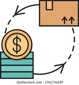 icono de color plano vectorial en dólares 