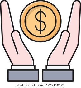 dollar vector flat color icon 