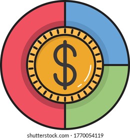 dollar vector flat color icon 