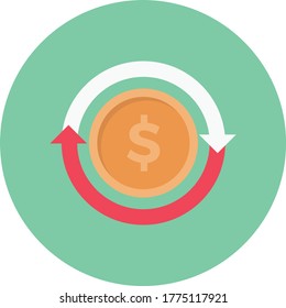 dollar vector flat color icon 
