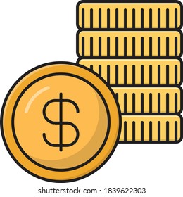dollar vector flat color icon 