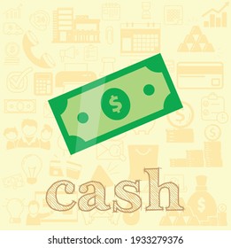 Ilustración plana vectorial del dólar, ilustración vectorial de la empresa de efectivo