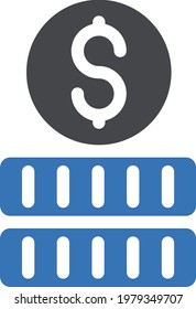 icono de color de glifo vectorial de dólar