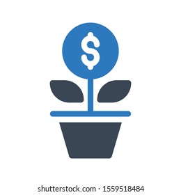 dollar vector glyph colour icon 