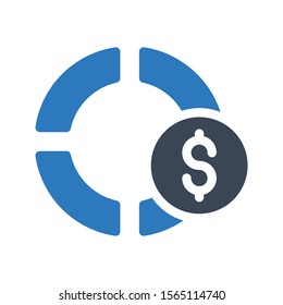 dollar vector glyph colour icon 