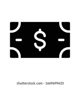 icono plano de glifo vectorial en dólares 