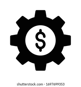 icono plano de glifo vectorial en dólares 