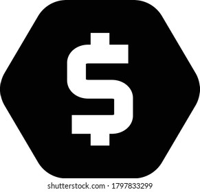icono plano de glifo vectorial en dólares 