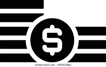 icono plano de glifo vectorial en dólares