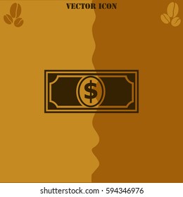 Dollar vector  icon. Coffee symbol background.