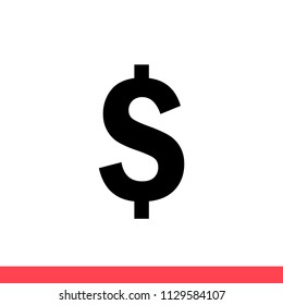 Dollar vector icon, earnings symbol. Simple, flat design for web or mobile app