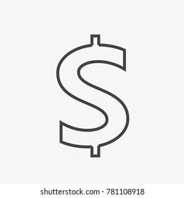 Dollar vector icon isolated on light grey background