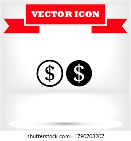 Icono de vector del dólar, lorem ipsum Diseño plano