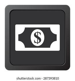 dollar  - vector icon on a grey button