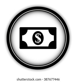 dollar - vector icon; round  button with shadow
