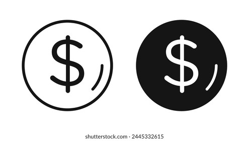 Dollar Vector Icon Set. Money Web Line Icon. Profit Cash Icon for UI designs.