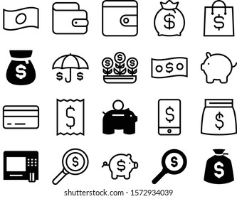 dollar vector icon set such as: stack, profit, backgrounds, budgeting, receipt, food, transfer, online, comfort, refund, funding, style, banknote, invoice, supermarket, venture, form, box, investor