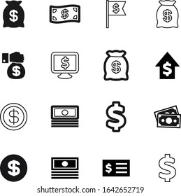 dollar vector icon set such as: growth, screen, note, gray, price, collection, banner, balance, display, giving, bar, object, earnings, gift, charity, set, monitor, arrow, logistic, technology, chart