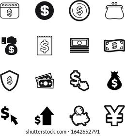 dollar vector icon set such as: defend, earnings, pound, commerce, shape, document, day, secure, blue, chart, budget, trendy, bills, saving, rich, protection, event, sack, date, amount, old, wage