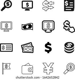 dollar vector icon set such as: shiny, purchase, saving, transfer, ppc, shape, vintage, map, golden, euro, advertisement, mouse, per, yen, shop, balance, bag, pouch, american, cost, fee, amount, rich