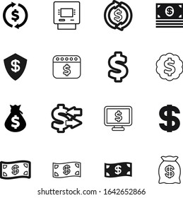 dollar vector icon set such as: machine, event, pictogram, store, good, secure, rich, retail, schedule, image, safety, calendar, income, nobody, businessman, withdraw, internet, human, hold, ui, shop